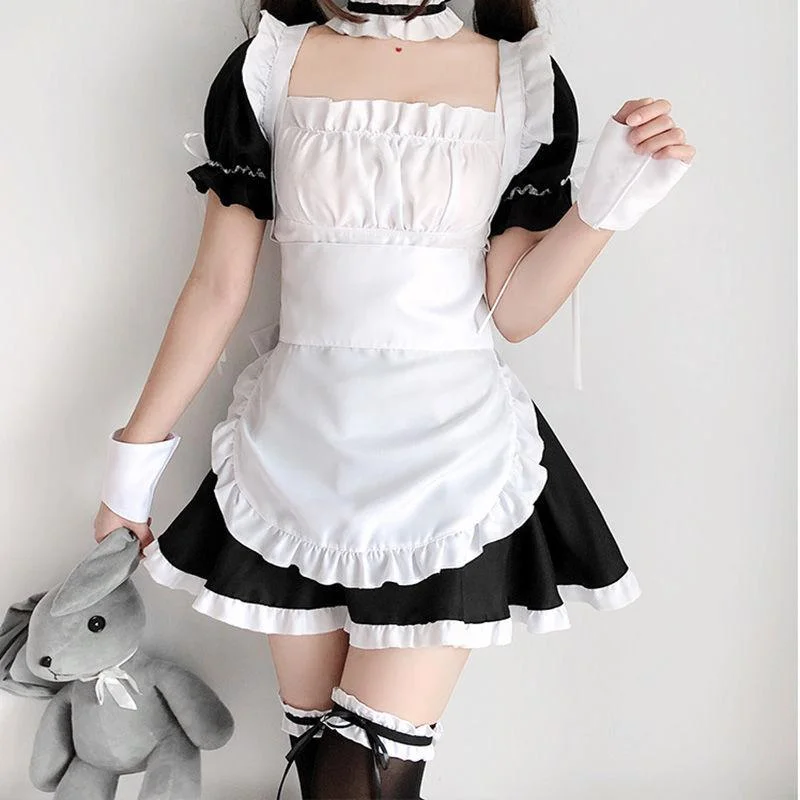 Super Bargain Black White Café Maid Dress SD01334