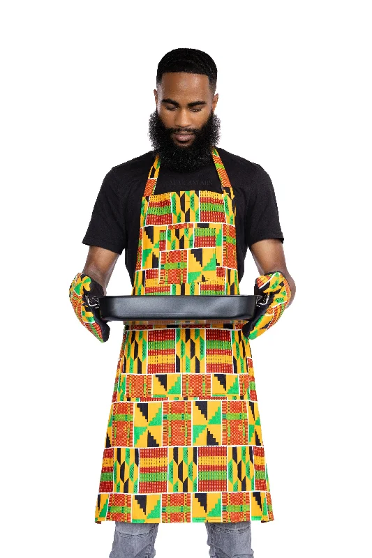 Stock Clearance African print Apron- Orange kente
