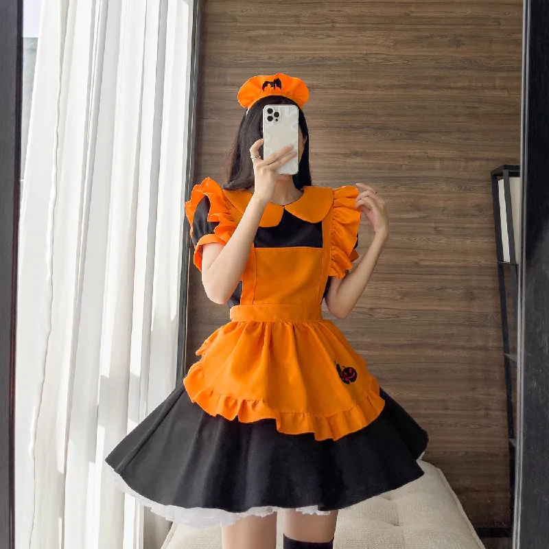 Amazing Deals Halloween Pumpkin Night Maid Dress