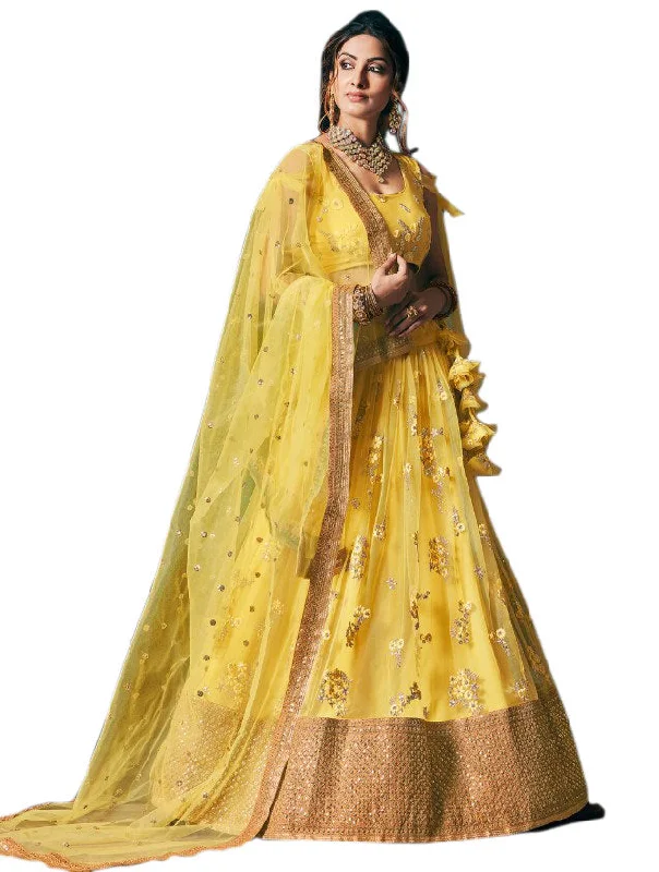 Great Bargains Mellow Yellow Embroidered Lehenga- SNT11009