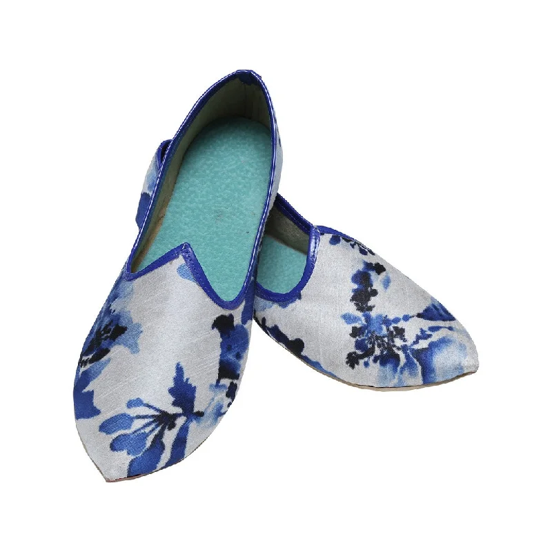 Limited Edition White And Blue Wedding Mojari Juti For Men - BLSNT0129