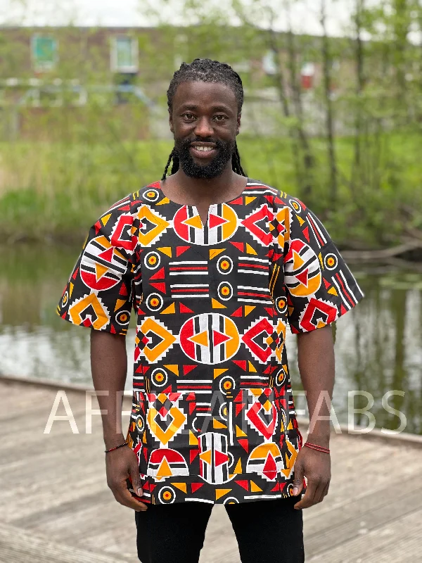 Price Break Black Bogolan Dashiki Shirt / Dashiki Dress - African print top - Unisex