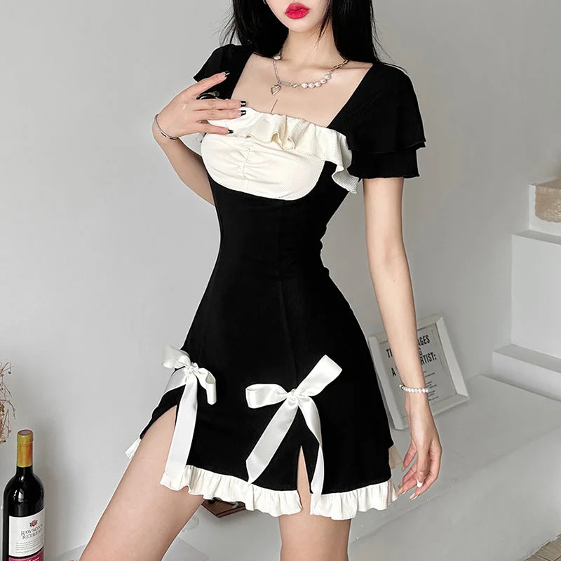 Exclusive Offers Slim Ribbon Ruffle Summer Dress
