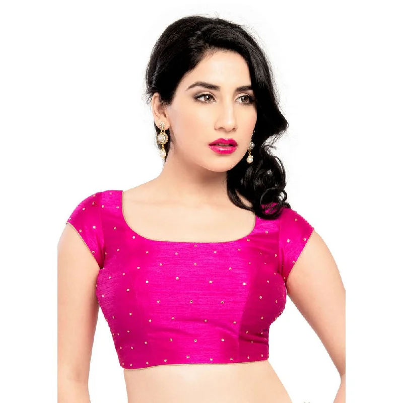 Online Only Lovely Stone Work Designer Indian Traditional Pink Round Neck Saree Blouse Choli (CO-202SL-Pink) Online Only Lovely Stone Work Designer Indian Traditional Pink Round Neck Saree Blouse Choli (CO-202SL-Pink)