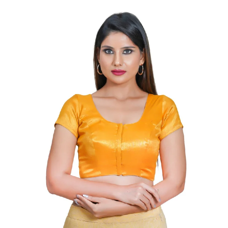 Shop and Save Elegant Simple Shimmer Yellow-Gold Designer Indian Traditional Round Neck Saree Blouse Choli (CO-289-Yellow-Gold) Shop and Save Elegant Simple Shimmer Yellow-Gold Designer Indian Traditional Round Neck Saree Blouse Choli (CO-289-Yellow-Gold)