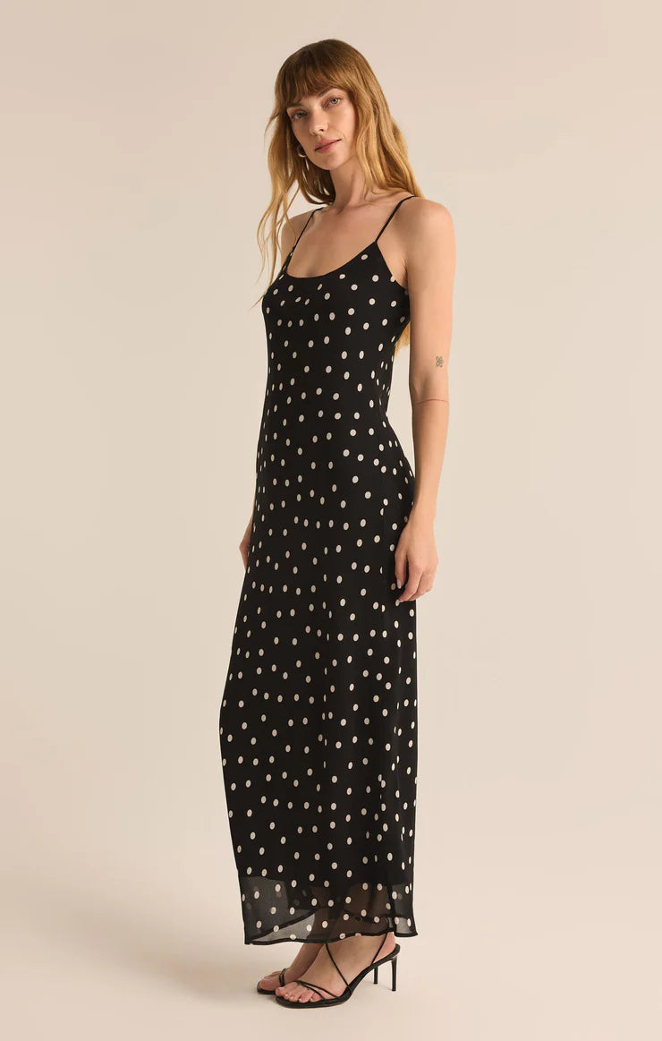 Best Bargains Cecily Polka Dot Slip Maxi Dress - Black