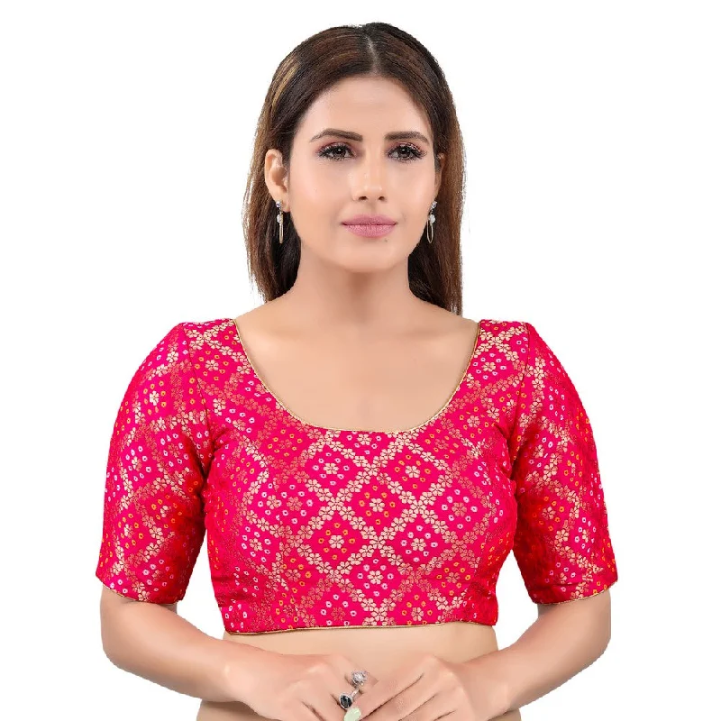 Massive Deals Gorgeous Tomato-Pink Designer Indian Traditional Bandhani Round-Neck Elbow length Saree Blouse Choli (X-977ELB-Tomato-Pink) Massive Deals Gorgeous Tomato-Pink Designer Indian Traditional Bandhani Round-Neck Elbow length Saree Blouse Choli (X-977ELB-Tomato-Pink)