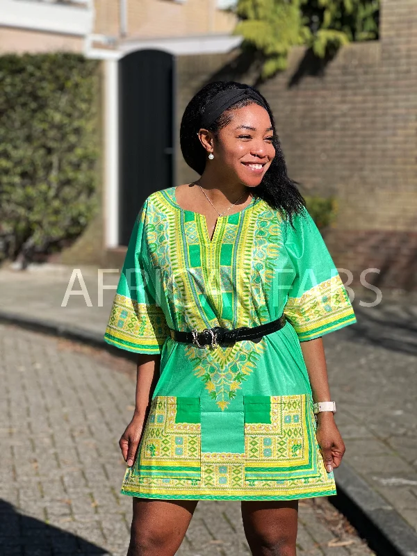 Final Clearance Lemon green Dashiki Shirt / Dashiki Dress - African print top - Unisex - Vlisco Final Clearance Lemon green Dashiki Shirt / Dashiki Dress - African print top - Unisex - Vlisco