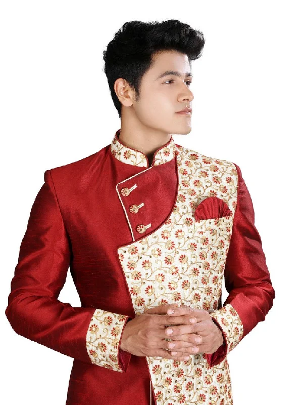 Act Fast Royal Look Maroon Traditional Indian Wedding Indo-Western Sherwani for Men -RK1196 Act Fast Royal Look Maroon Traditional Indian Wedding Indo-Western Sherwani for Men -RK1196