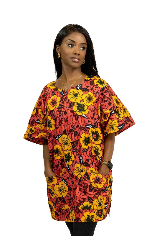 Special Savings Red Flowers Dashiki Shirt / Dashiki Dress - African print top - Unisex Special Savings Red Flowers Dashiki Shirt / Dashiki Dress - African print top - Unisex
