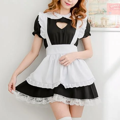 Markdowns Black and White Open Chest Maid Dress SD00361