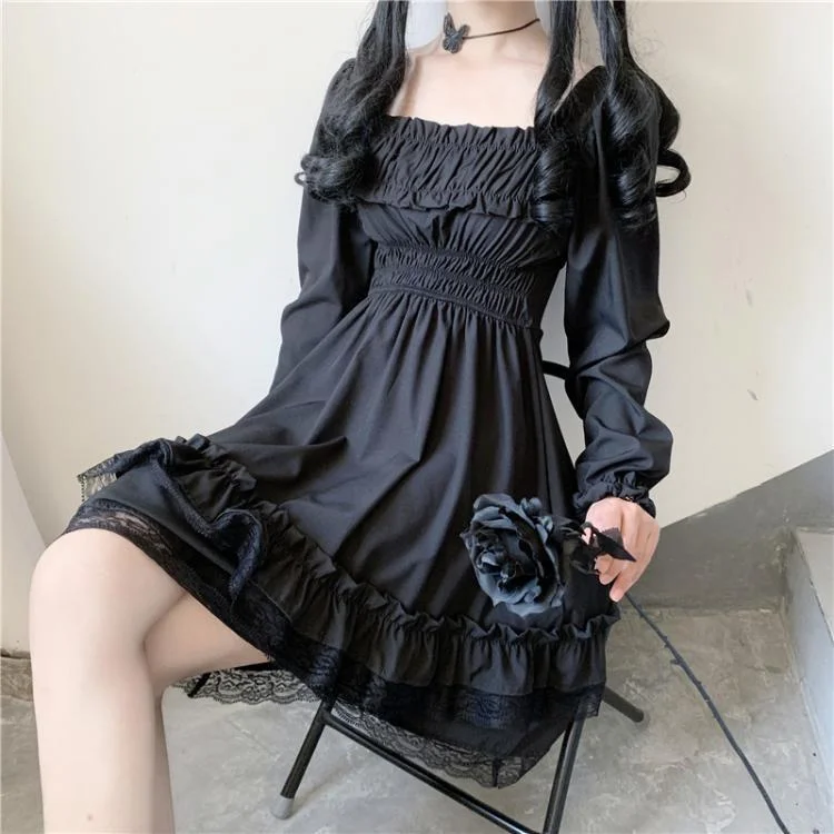 Online Specials Black Lace Lolita Dress