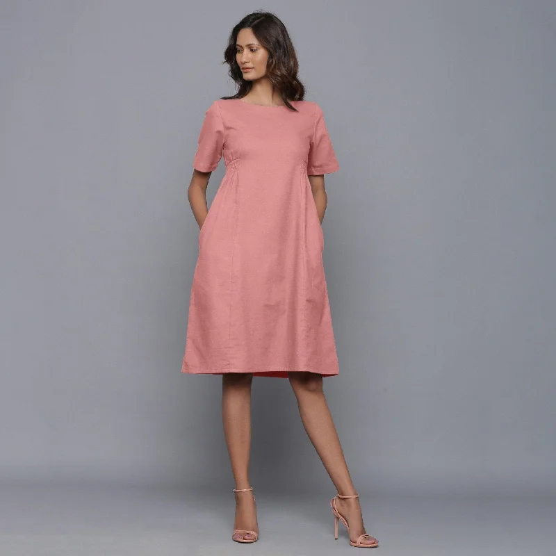 Bonus Savings English Rose Warm Cotton Flannel Knee Length Dress