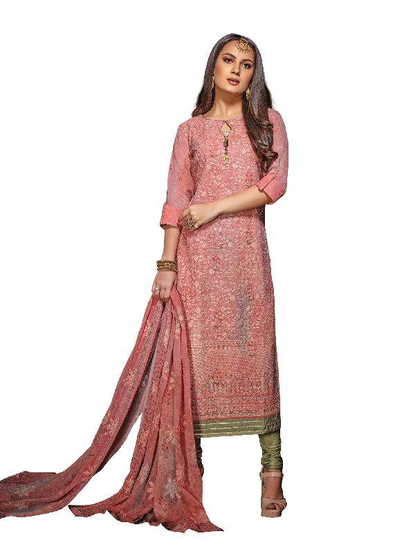 Exclusive Online Offer Sea Pink Embroidered Chikankari Long Kurti Salwar Kameez Suit D-6218