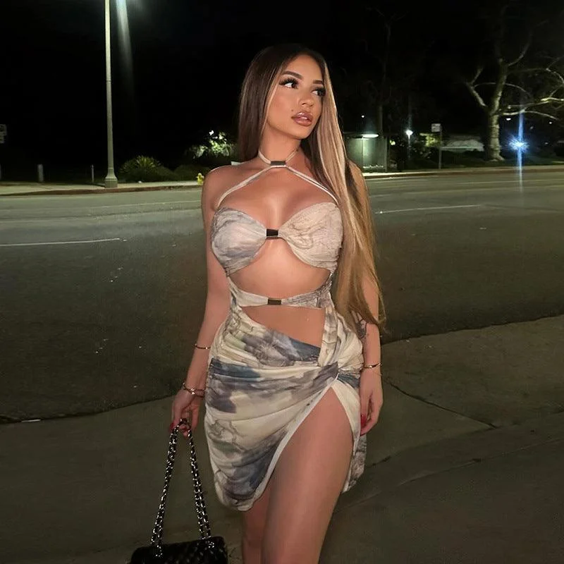 Daily Deals European And American Hot Halter Low-cut Sexy Backless Dress