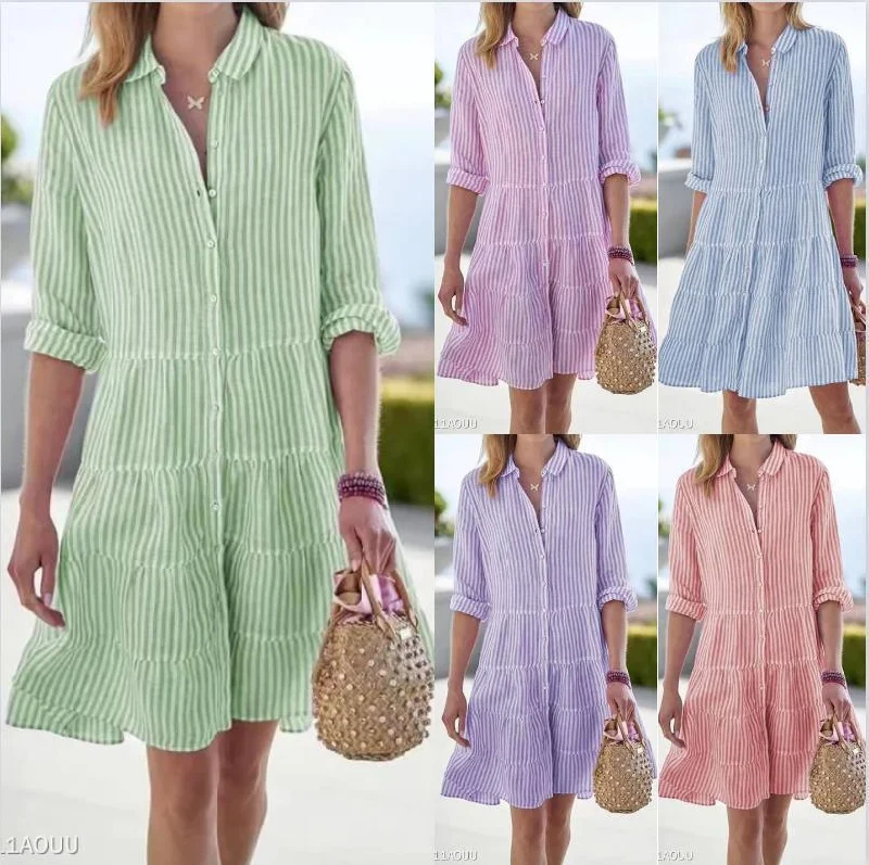 Shop and Save Women's Long Sleeve Striped Dress