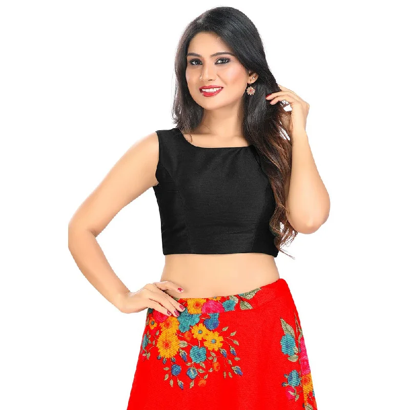 Midnight Madness Modestly Stunning Black Designer Indian High-Neck Sleeveless Saree Blouse Choli (VFJ-45-Black) Midnight Madness Modestly Stunning Black Designer Indian High-Neck Sleeveless Saree Blouse Choli (VFJ-45-Black)