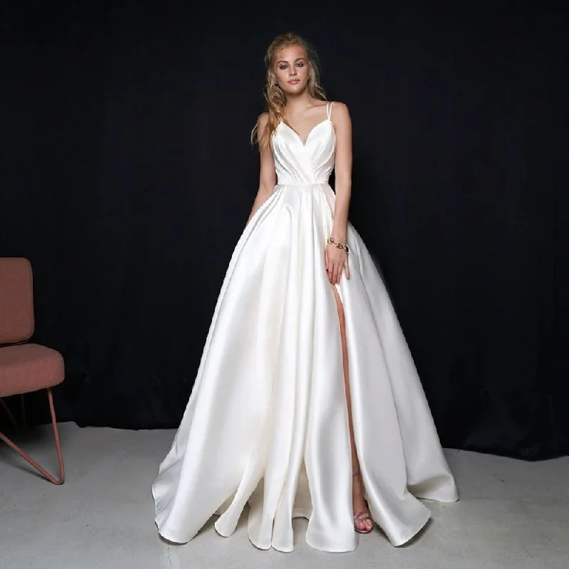 Weekend Flash Sale Women's Satin A-Line Wedding Dress