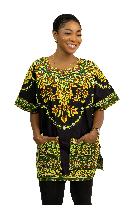New Arrival Black Dashiki Shirt / Dashiki Dress - African print top - Unisex