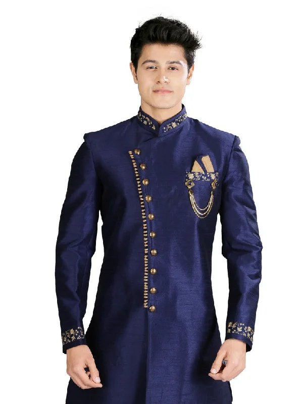 Daily Specials Elegant Navy Blue Indian Wedding Indo-Western Sherwani for Men -RK1206