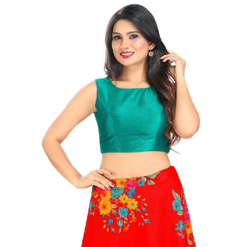 Exclusive Savings Modestly Stunning Rama-Green Designer Indian High-Neck Sleeveless Saree Blouse Choli (VFJ-45-Rama-Green) Exclusive Savings Modestly Stunning Rama-Green Designer Indian High-Neck Sleeveless Saree Blouse Choli (VFJ-45-Rama-Green)