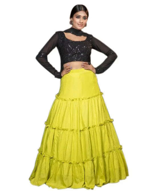 Fantastic Deals Unique Black and Yellow Lehenga- SNT11007