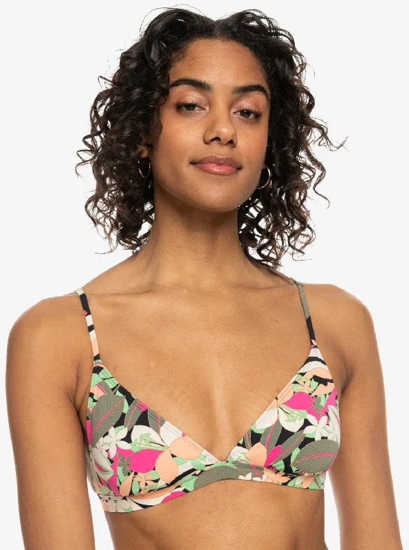 Bonus Savings Printed Beach Classics Fixed Triangle Bikini Top - Anthracite Palm Song S Bonus Savings Printed Beach Classics Fixed Triangle Bikini Top - Anthracite Palm Song S