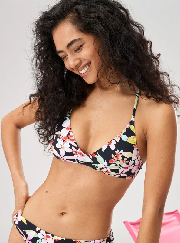 Printed Beach Classics Athletic Triangle Bikini Top - Anthracite New Life