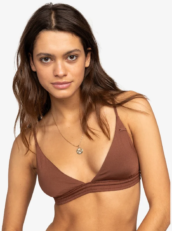 Silky Island Fixed Triangle Bikini Top - Root Beer