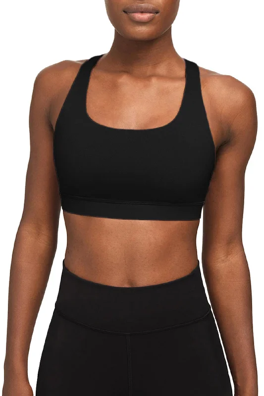 Black Recycled Stella Seamless Racerback Sport Yoga Bra - Women