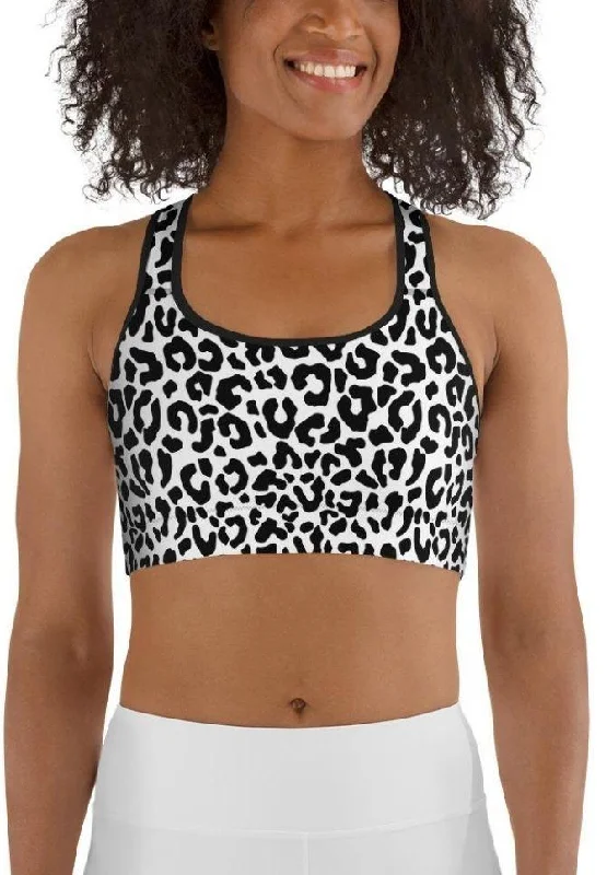 Black & White Leopard Sports Bra