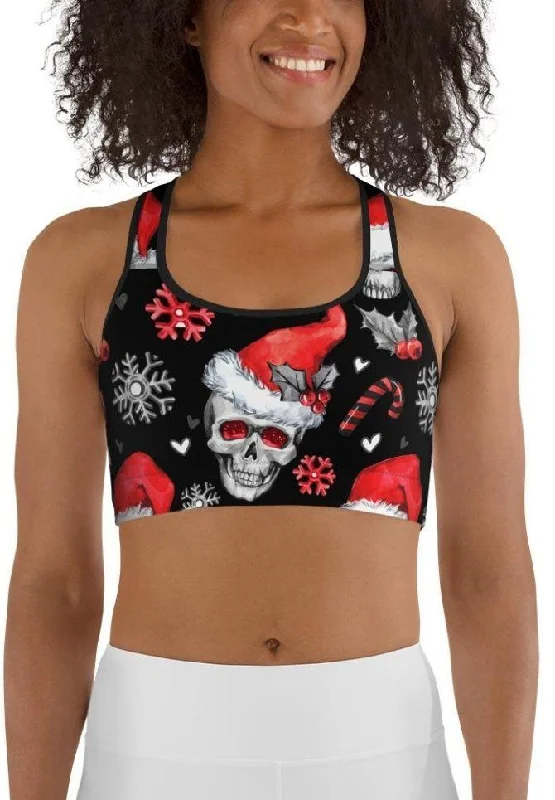 Christmassy Skulls Sports Bra