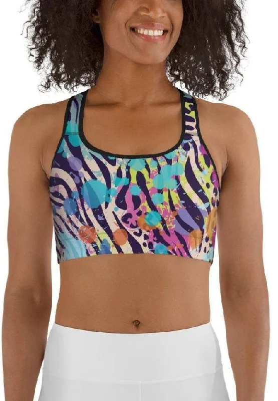 Colorful Animal Print Symbiosis Sports Bra