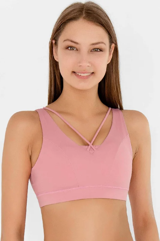 3 for $49! Dusty Pink Kelly Strappy Open-Back Padded Sports Bra - Women