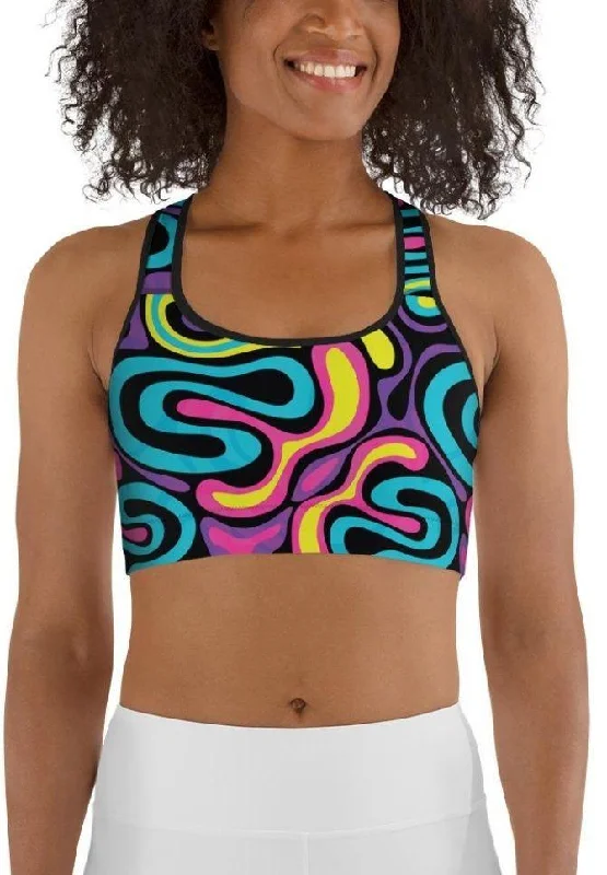 Funky Retro Print Sports Bra