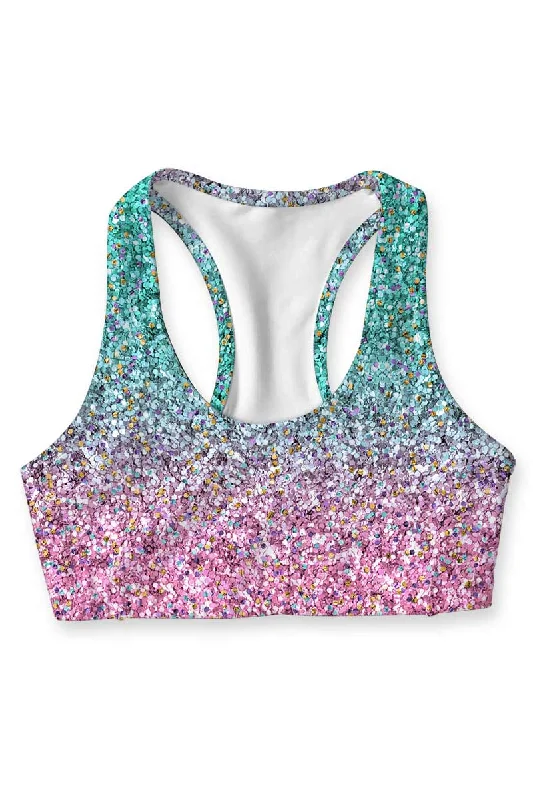 Maldives Stella Pink & Mint Seamless Racerback Sports Bra - Women