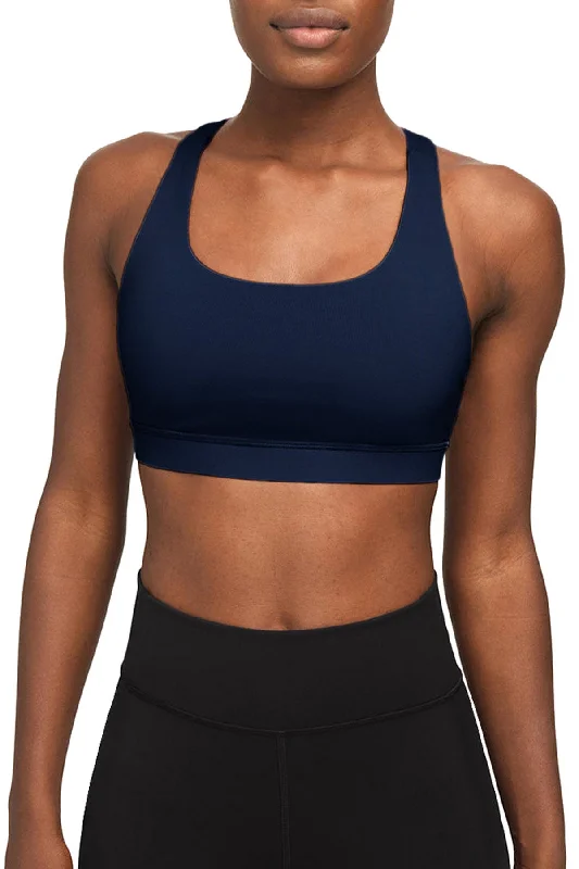 Navy Blue Recycled Stella Seamless Racerback Sport Yoga Bra - Women