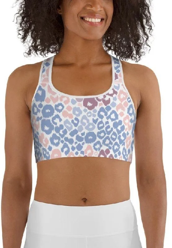 Pastel Leopard Print Sports Bra