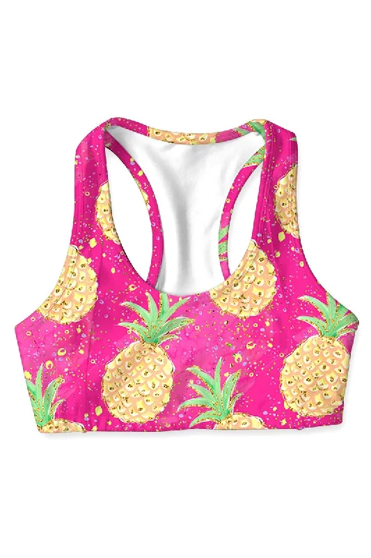 Piña Colada Stella Pink Seamless Racerback Sport Yoga Bra - Women