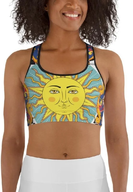 Psychedelic Sun Print Sports Bra