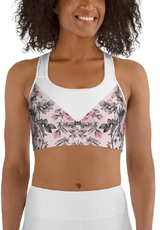 Rose Color Block Sports Bra