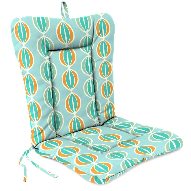 21" x 38" Aqua Ogee Outdoor Chair Cushion with Ties and Loop