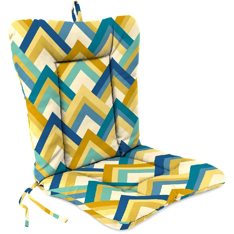 21" x 38" Blue Chevron Outdoor Chair Cushion with Ties and Loop - 38'' L x 21'' W x 3.5'' H