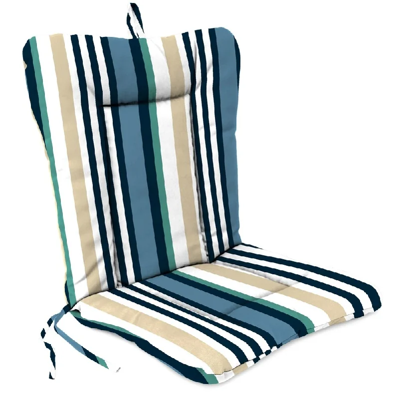 21" x 38" Blue Stripe Outdoor Chair Cushion with Ties and Loop - 38'' L x 21'' W x 3.5'' H