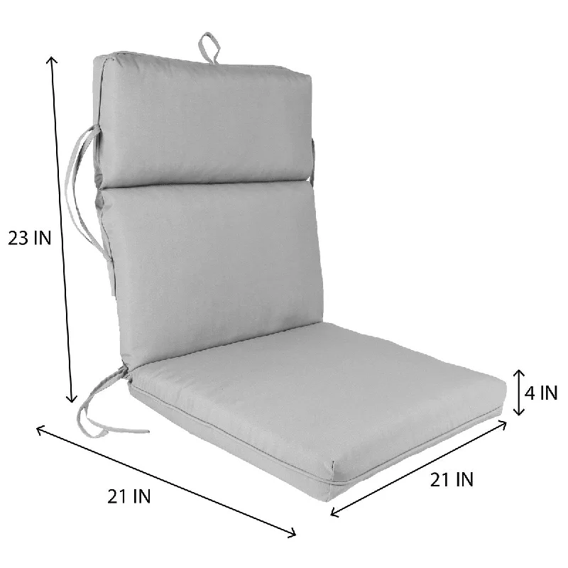 21" x 44" Outdoor Chair Cushion with Ties, Loop and Welt - 44'' L x 21'' W x 4'' H