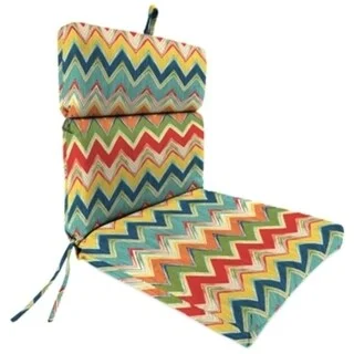 22" x 44" Multicolor Chevron Outdoor Chair Cushion with Ties and Loop - 44'' L x 22'' W x 4'' H