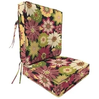 22" x 45" Multicolor Floral Outdoor Deep Seat Chair Cushion Set with Ties