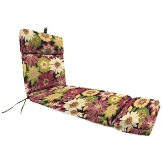 72" x 22" Multicolor Floral Outdoor Chaise Lounge Cushion with Ties and Loop