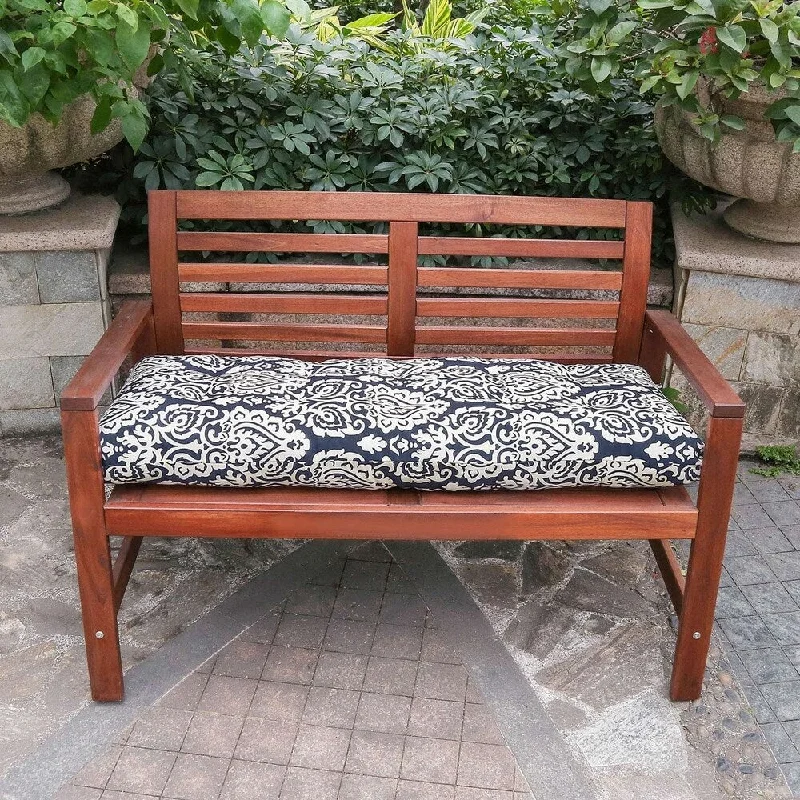 Blue Damask Outdoor Bench Cushion by Havenside Home - N/A