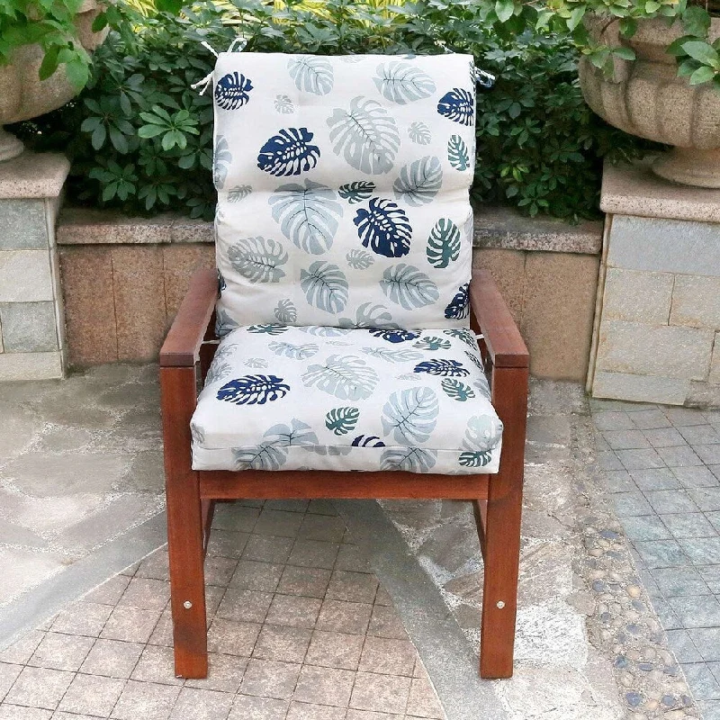 Exclusive Preview Blue Leaves High-back Chair Cushion by Havenside Home - N/A
